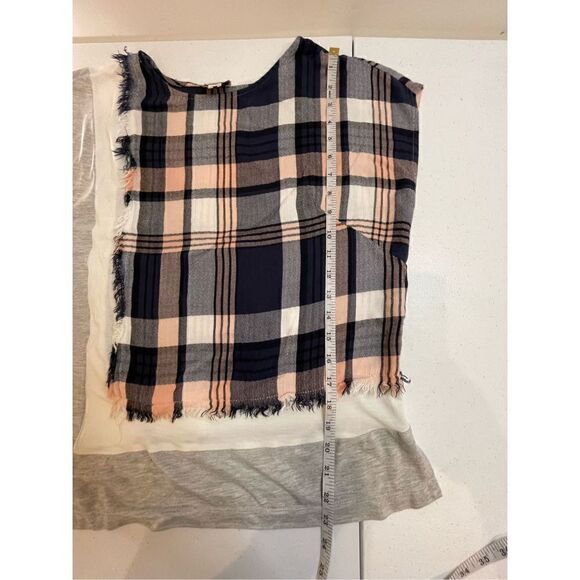 POSTMARK Anthropologie Multi-Color Mixed Fabric Plaid Jersey Shirt Womens sz sma - Picture 4 of 6